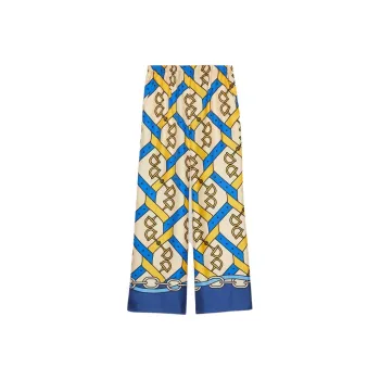 GUCCI Horsebit print Silk Pants