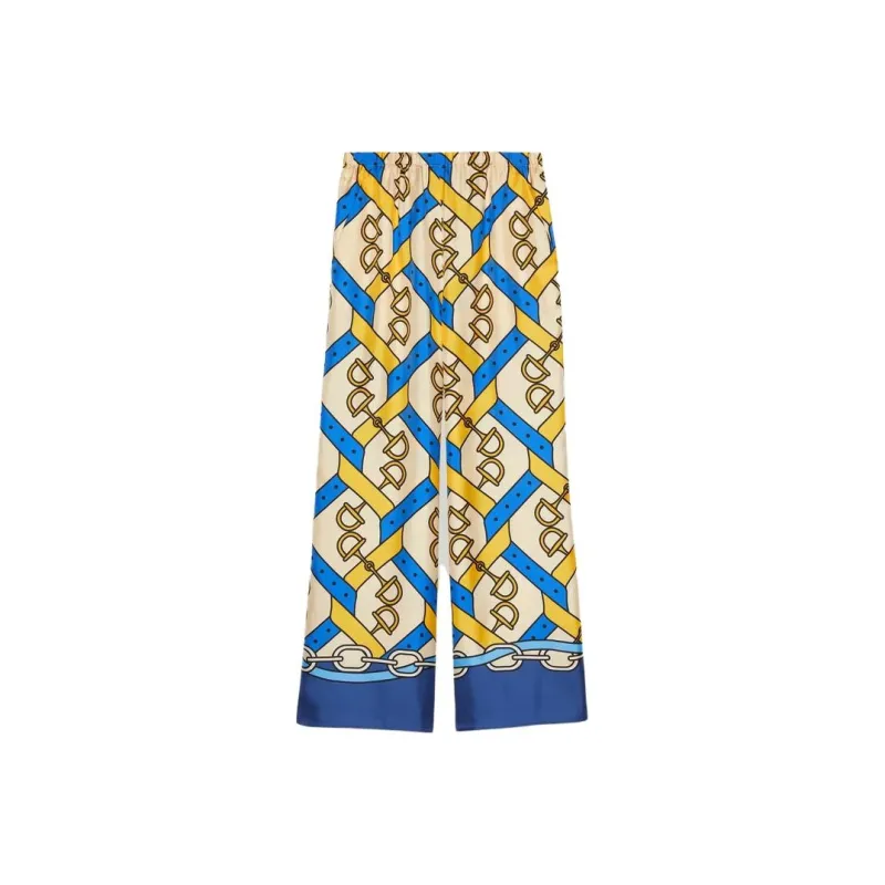 GUCCI Horsebit print Silk Pants-0