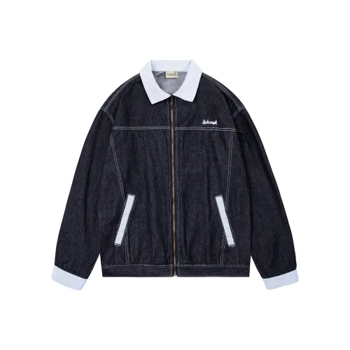 VS WHAT Denim Jacket Unisex Dark Blue With Pink Stripes