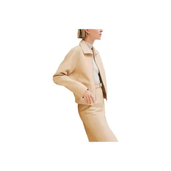 HERMES FW24 Leather Jacket Women's Beige