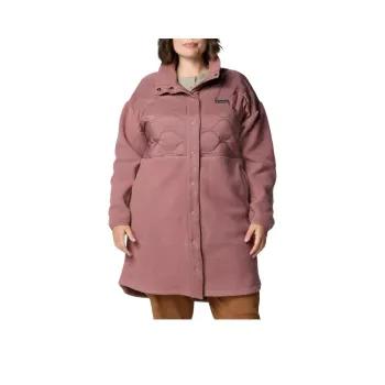 Columbia Cloud Point™ Long Fleece Jacket - Plus Size Velvet-feel Coat Women's Pink