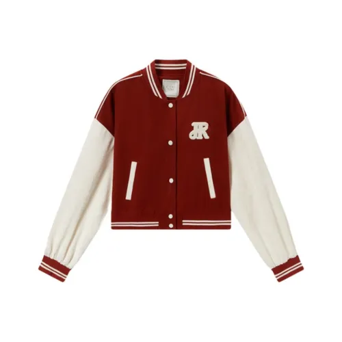 EICHITOO Baseball Jacket Women's Dark Red Trim