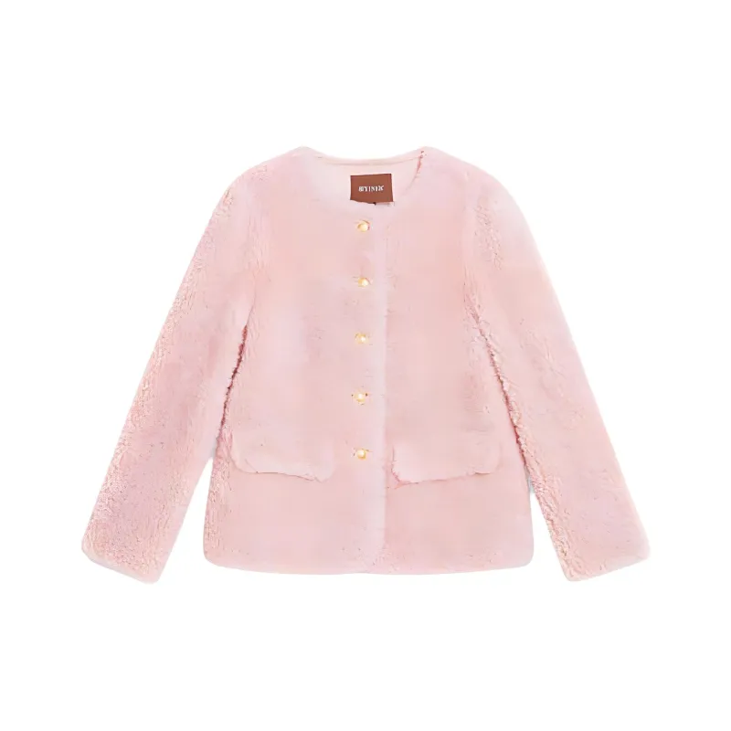 Yiner Velvet feel Coat Women's Light Pink-0