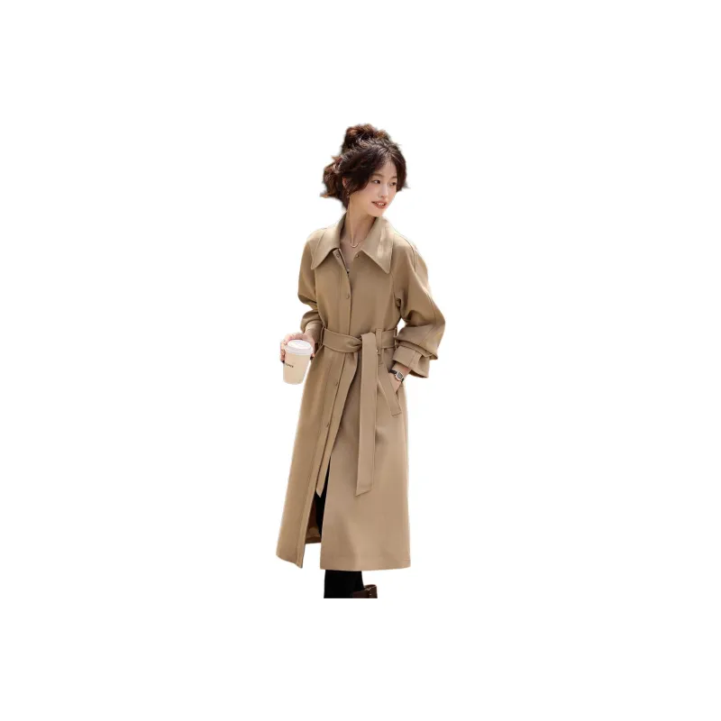 Mo Han Yi Mei Trench Coat Women's Khaki-0
