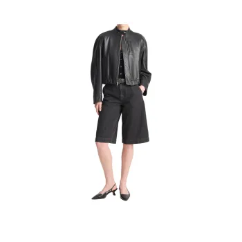 VINCE Leather Cropped Jacket