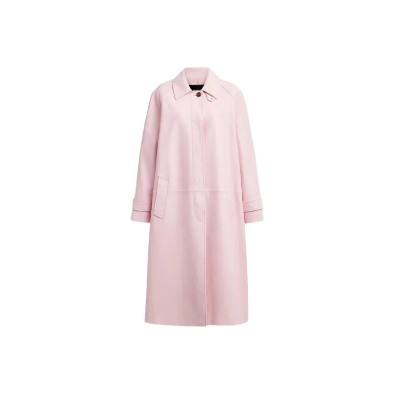 COACH Leather Wind Coat Trench Coat Women's Pink-0