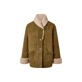 Rouje FW24 FERDINAND COAT Leather Jacket Women's Khaki