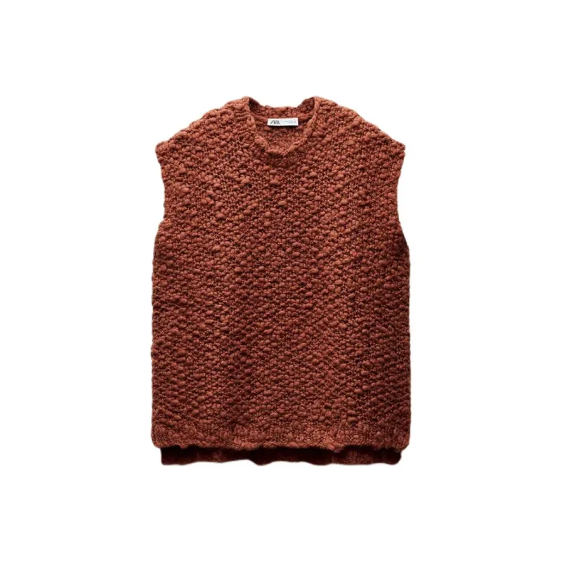 ZARA Vests Women's Brown-0