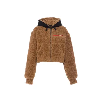 PRADA Velvet-feel Coat Women's Camel