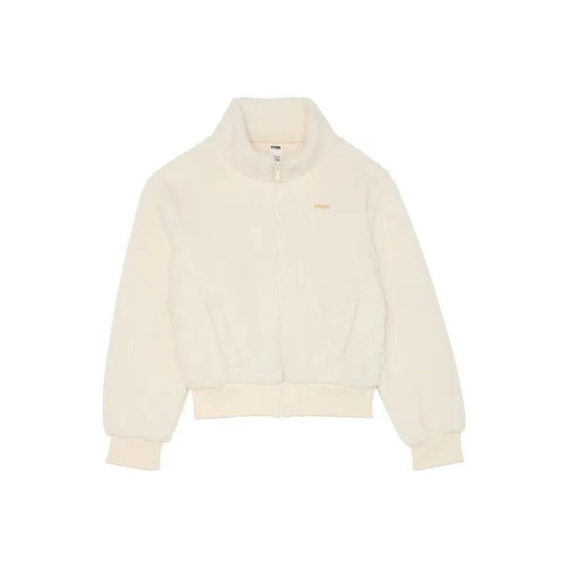 Victoria's Secret PINK Plush Teddy Cropped Coat/White Shell Velvet feel Coat Women's White Shell-0
