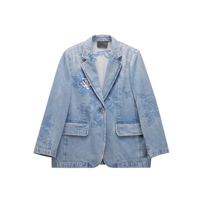 Ed Hardy SS25 Denim Jacket Women's Blue-0