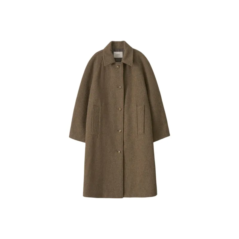 NOTHING WRITTEN FW24 Wool Balmacaan Coat Coats Women's Taupe/Taupe-0