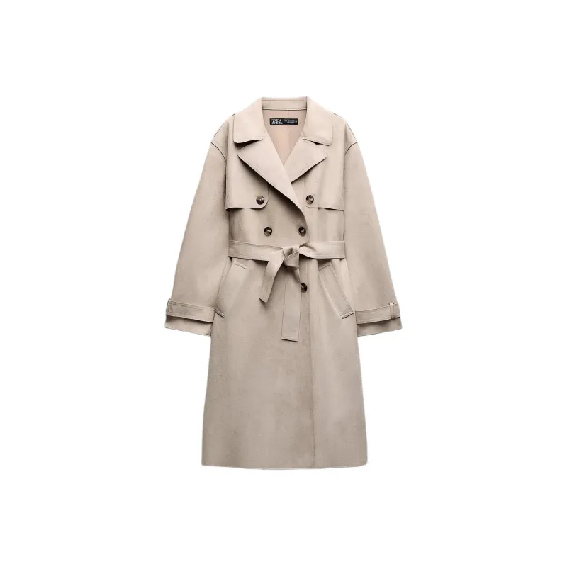 ZARA Trench Coats Women's Beige-0