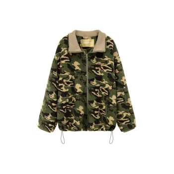 NO ONE ELSE Velvet-feel Coat Unisex Army Green