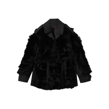 GUCCI FW24 Velvet-feel Coat Women's Black