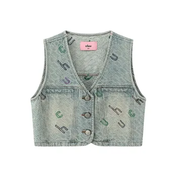CHUU Vests Women's Denim Blue