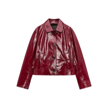 ZARA ZW Series Leather Jacket Women's Bright Red