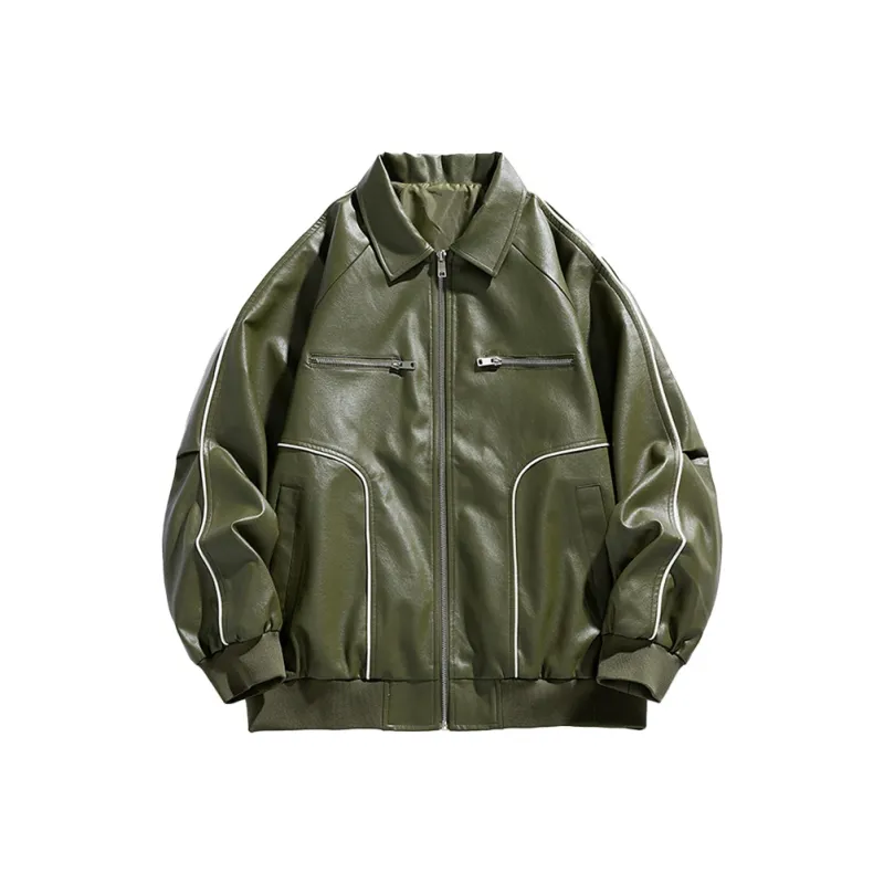 MASGLO Leather Jacket Spring And Fall Season Unisex-2