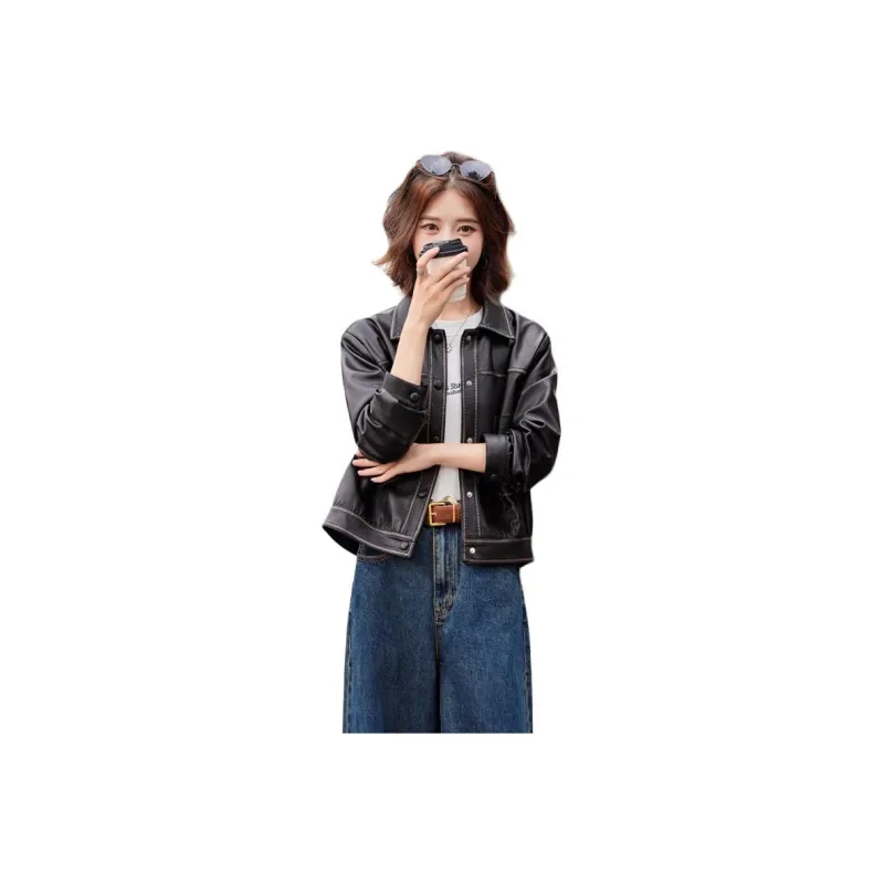 Yi Mengyuan Leather Jacket Women's-0