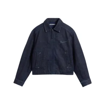 Jacquemus Collared Zip Up Denim Jacket
