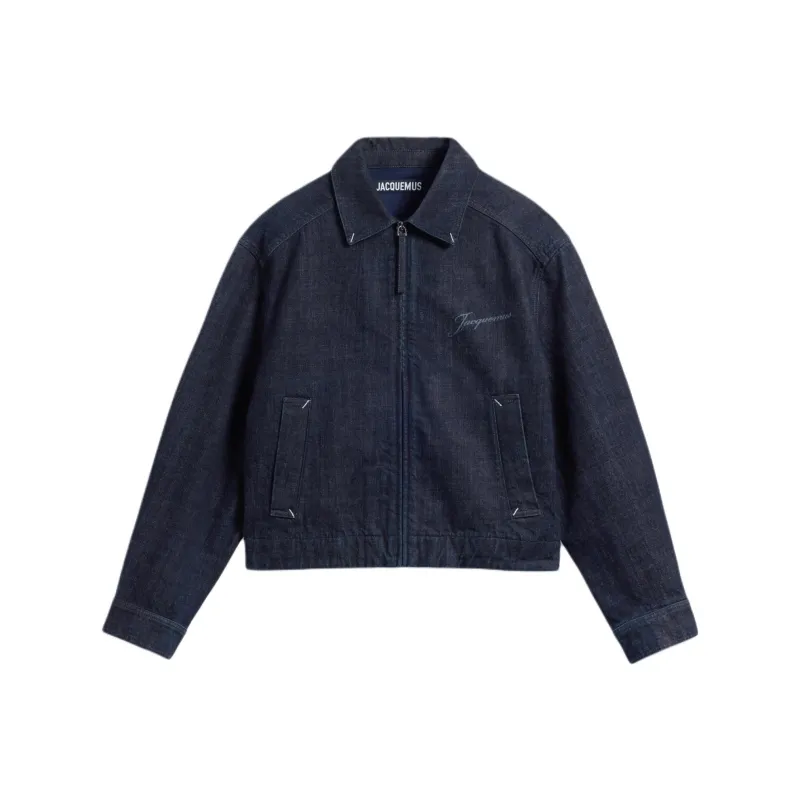 Jacquemus Collared Zip Up Denim Jacket-0