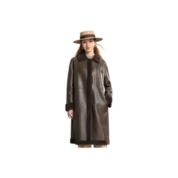 FENHONGMALI Velvet feel Coat Women's Cocoa Brown/Coffee