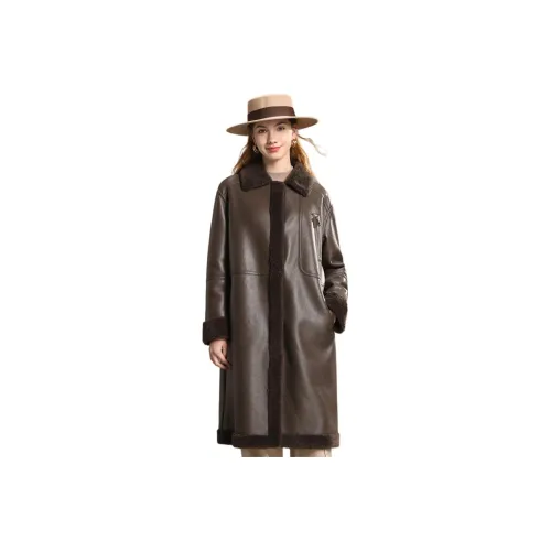FENHONGMALI Velvet feel Coat Women's Cocoa Brown/Coffee