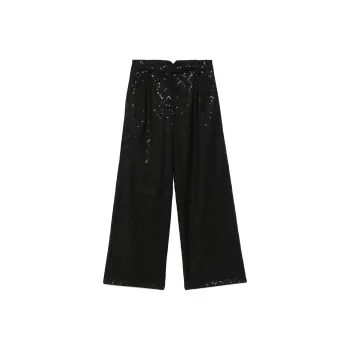 Rotate Sequinned Wide leg Trousers