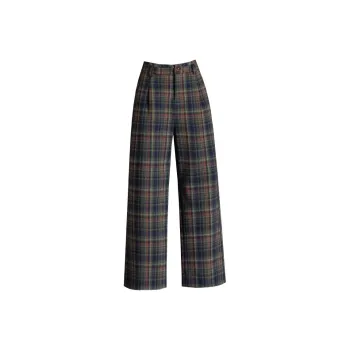 You Cow Me Pants Casual Pants Women's Khaki Plaid