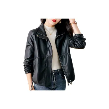 Yi Mengyuan Leather Jacket Women's Black