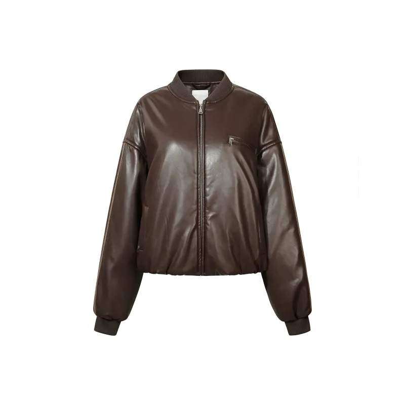 Guuka Hero Leather Jacket Women's Coffee-0
