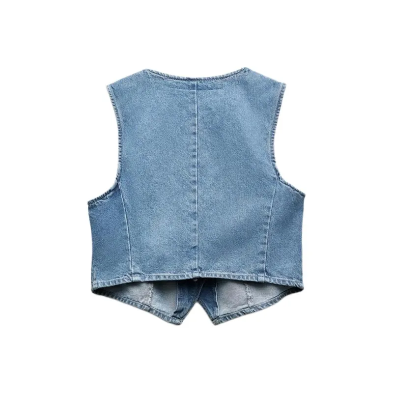 ZARA Vests Women's Medium Blue-0
