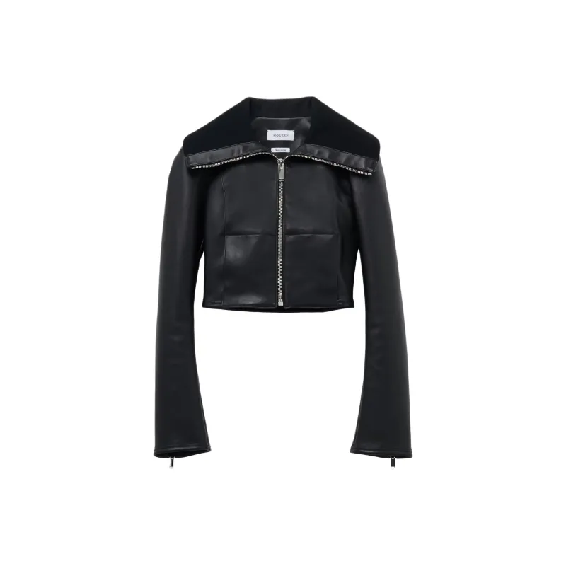 Alexander McQueen Folded Collar Leather Jacket-0
