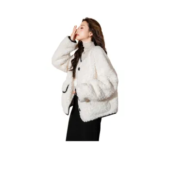 Tonlion Velvet feel Coat Women's Raw White