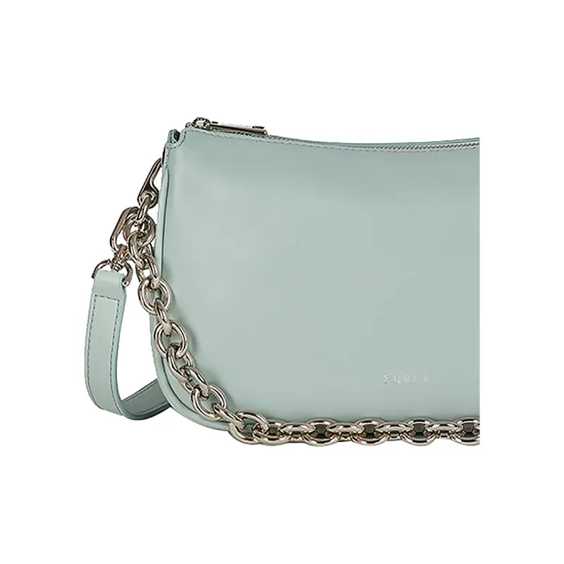Furla Moon Natural Cow Leather Shoulder Bag, Crossbody Bag, Handbag Small Size Women's Mint Green-3