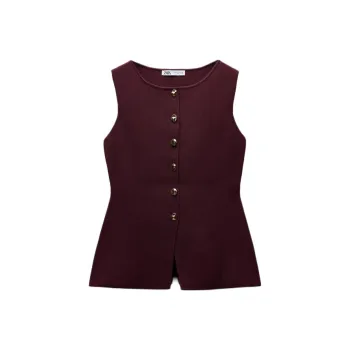 ZARA Vest Women's Bordeaux Color