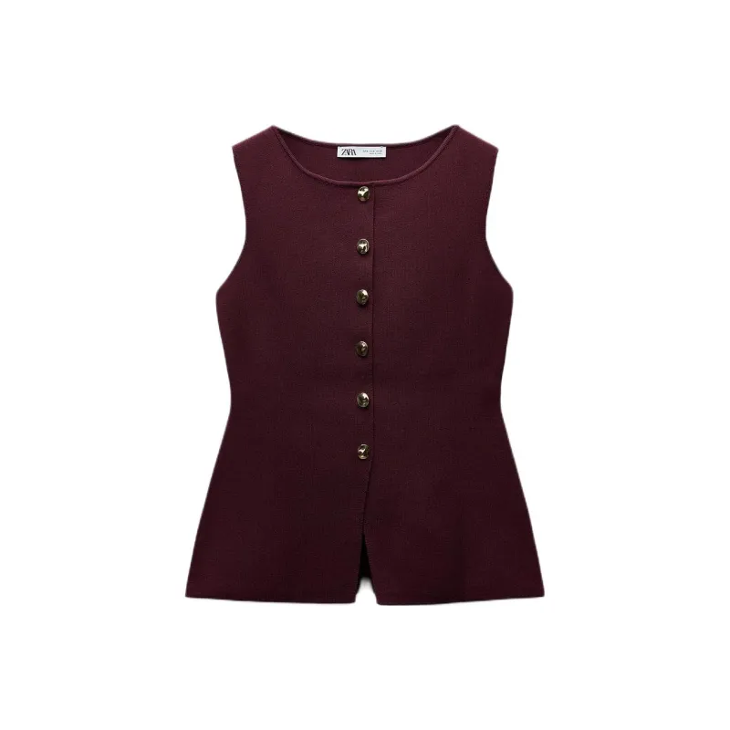 ZARA Vest Women's Bordeaux Color-0