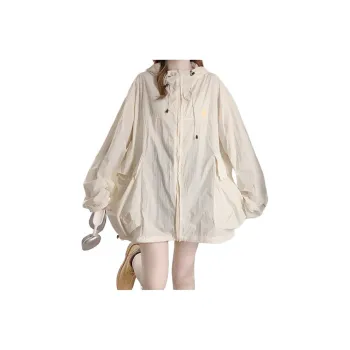 Flowers In Water Cropped Coat Women's Beige Apricot