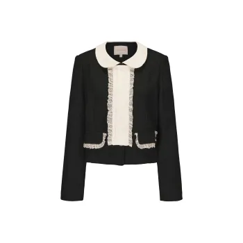 CHIWAWAMEME Cropped Black Coat Women's