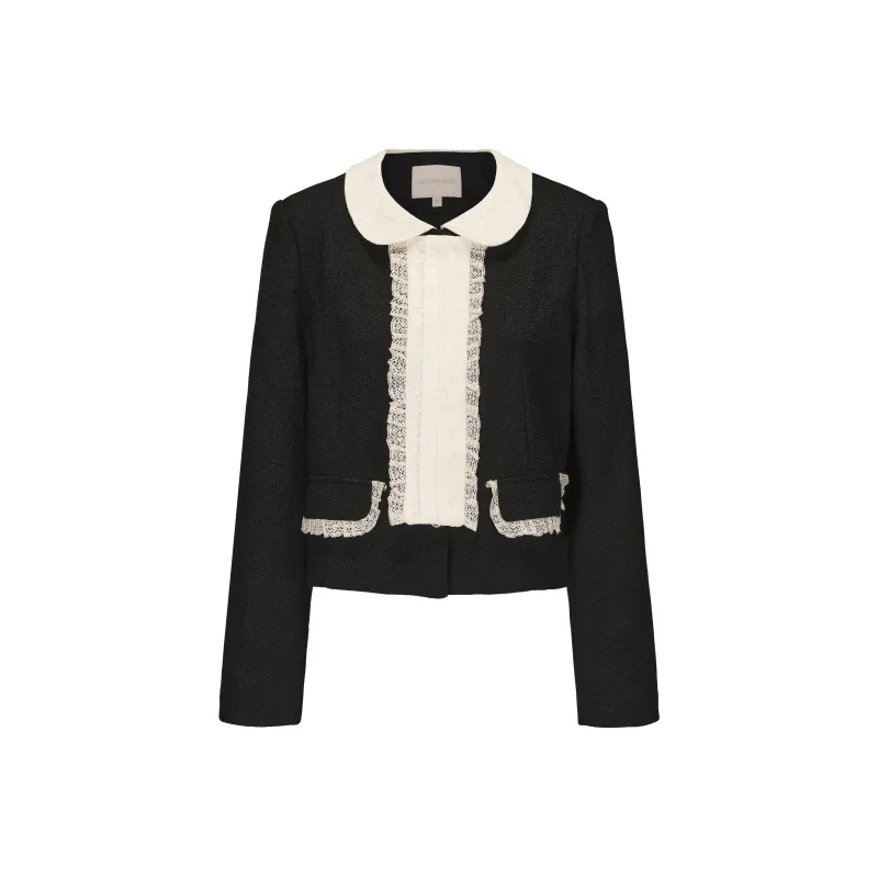 CHIWAWAMEME Cropped Black Coat Women's-0