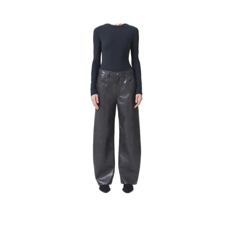 AGOLDE Leather Curved Leg Pants-0