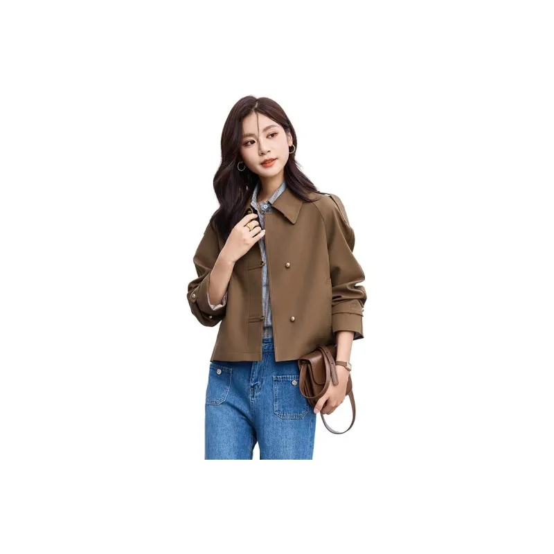 Yi Mengyuan Cropped Trench Coat Women's-7