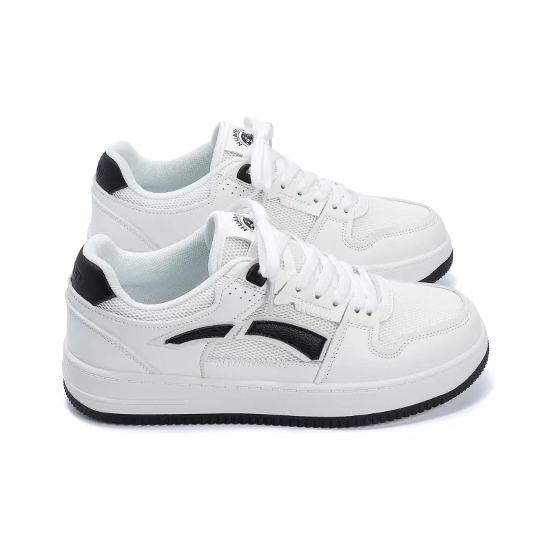 HUANQIU Abrasion Resistant, Lightweight, And Breathable Low Top Skateboard Shoes Men's White Black-3