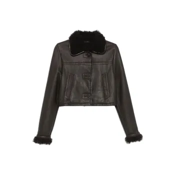 MANOKHI FW24 Leather Jacket Women's Dark Brown