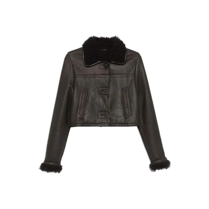 MANOKHI FW24 Leather Jacket Women's Dark Brown-0