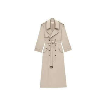 SAINT LAURENT Long Trench Coat 'Beige Clair'