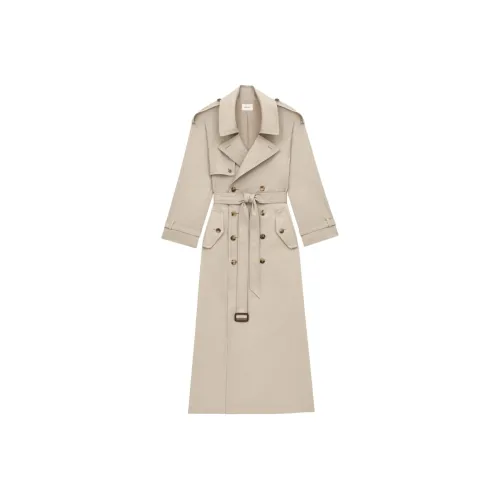 SAINT LAURENT Long Trench Coat 'Beige Clair'