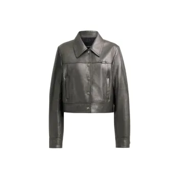 COACH Leather Jacket Tight Fit Version Women's Silver