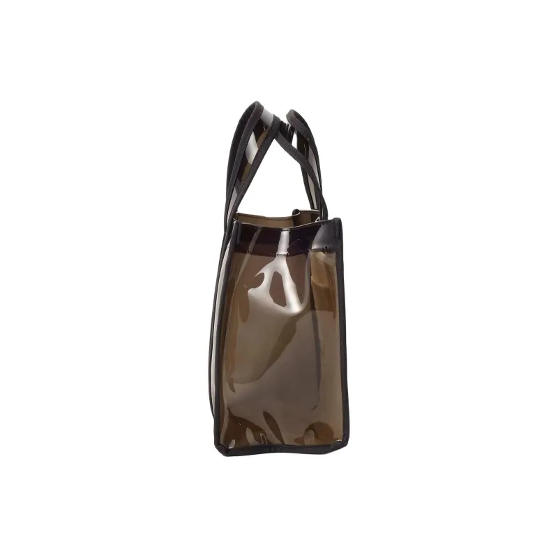 Beams Heart Polyvinyl Chloride Tote Bag, Shopping Bag, Handbag Women's Ecru/Black-5