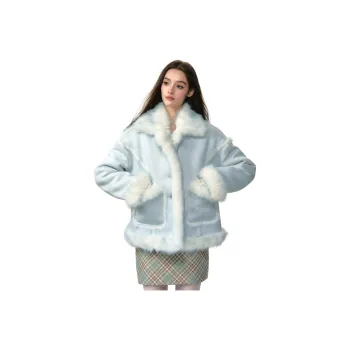Li Zixian Velvet feel Coat Women's Mint Blue